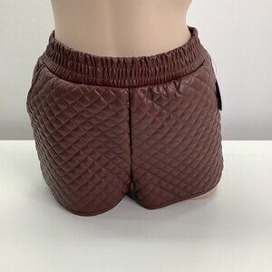 Jolie & Joy Size XL Faux Leather Shorts Hot Pants Quilted Elastic Waist New